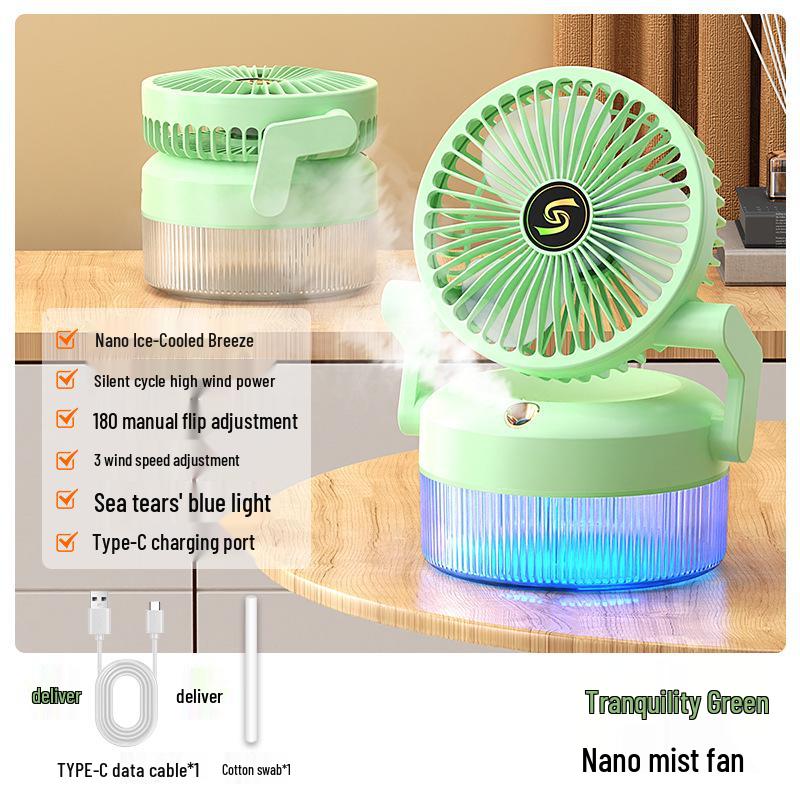Portable USB Mini Fan & Humidifier with Light