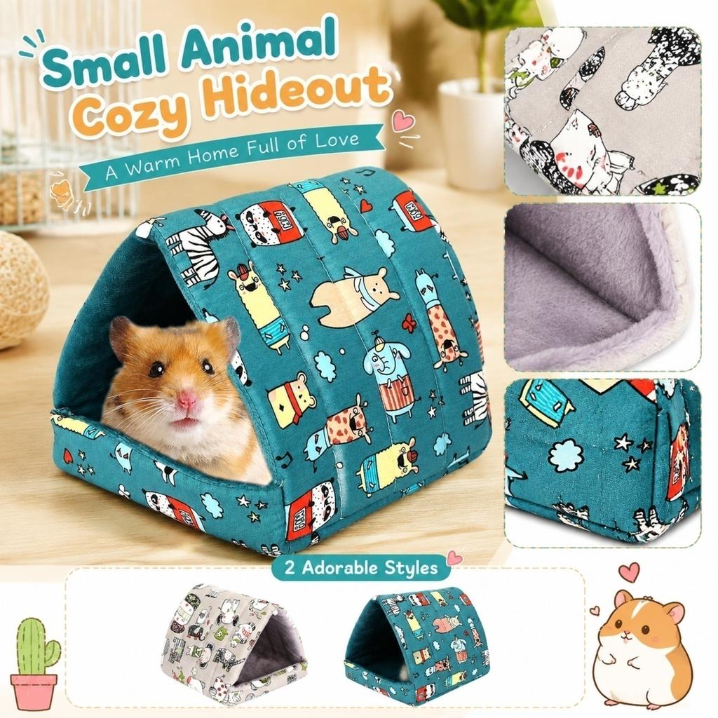 Small Animal Hideout Bed, Cozy Warm House for Hamster Ferret, Soft