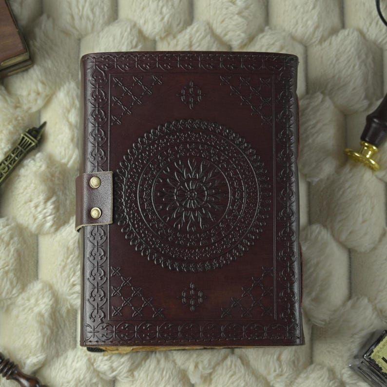 Embossed Leather Book of Shadows: Lapis Lazuli Grimoire Journal