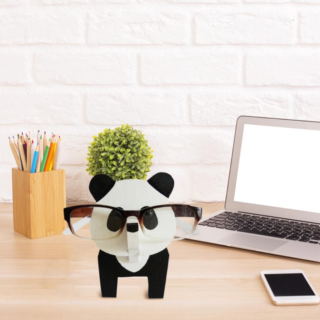 Eyeglass Holder Wooden Animal Eyeglass Stand for Home Office Desk Decor Panda Style