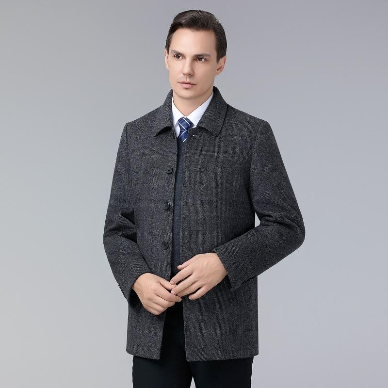 Sheep Double-sided Cashmere Coat Men's Medium-length Thickened Down Lining Wool Woolen Windbreaker Coat