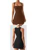 Strappy Solid Color Tight Dress