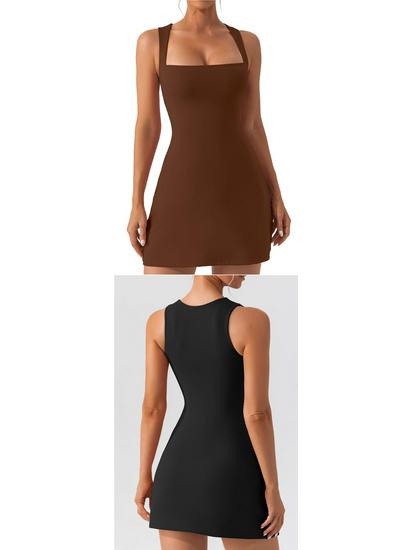 Strappy Solid Color Tight Dress