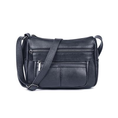 MFFOR Genuine Leather Shoulder Bag for Women, Diaper Bag, Handbag, Large Capacity, Multiple Pockets, Soft, Crossbody Bag, Simple, Casual, Popular