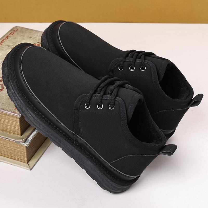 

Мужские зимние ботинки, утолщенные, модные, повседневные, обувь-буханка, рабочая обувь, осенне-зимние, с мехом, интегрированный флис, теплые хлопковые ботинки 39 чёрный