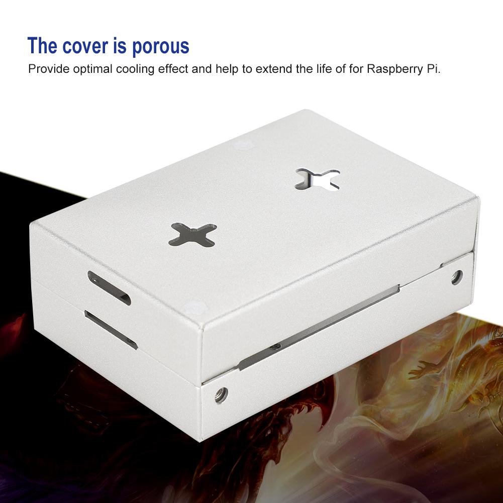 For Raspberry Pi 4B High Quality Protective Aluminum Alloy Metal Porous Case Cover Enclosure Silver