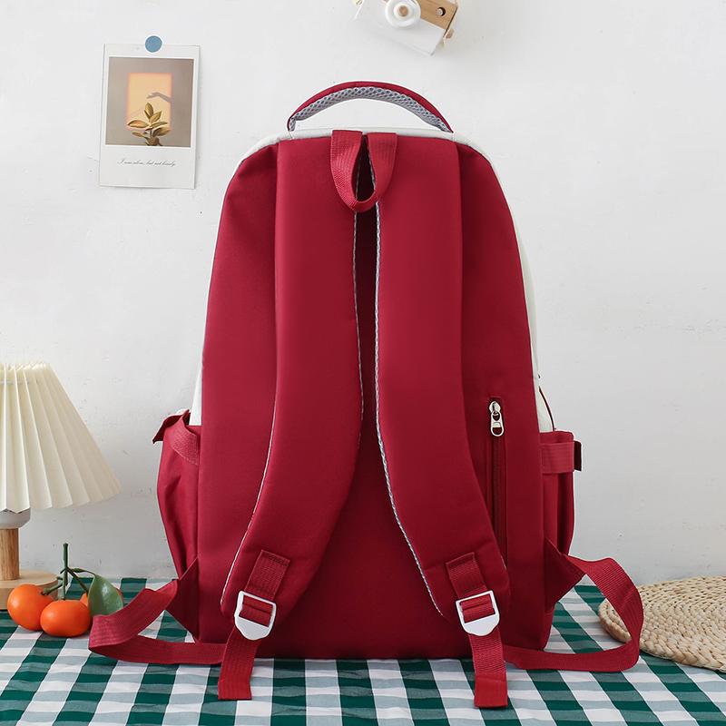 Five-Piece Backpack Set Student Schoolbag Women's Color Block Backpack Large Capacity Backpack