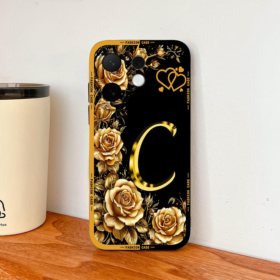 For Vivo V60 Lite 5G Phone Case Fashion Rose Letters Soft Liquid Silicone Housing For Vivo V 60 Camera Coverage Anti Drop Shell