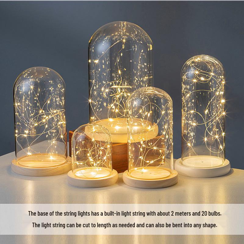 LED Sea Urchin Night Light with Preserved Flower in Glass Cover