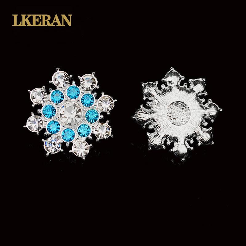 LKERAN 2019 Ice Festival 10Pcs Two-color Christmas Snowflake Rhinestone Buttons Embellishment Button DIY Decoration Accessories