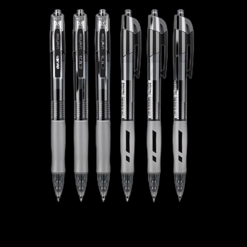 Deli Retractable Gel Pens 0.5mm Black (12-Pack)