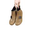 Womens Chelsea Boots With Side Zipper Chunky Heel Faux Leather Warm Lined Round Toe Mid-Calf Height