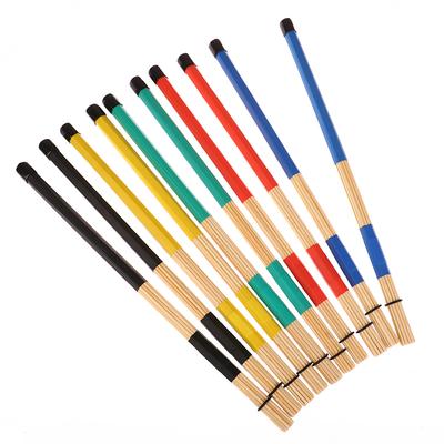 1 Çift Bambu Baget Bagetler Vurmalı Çalgılar Davul Fırçaları Demeti Lastik Saplı Tokmak Davul Aksesuarları
