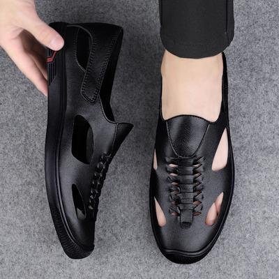 Summer Business Mens Sandals High Quality Leather Soft Casual Shoes Anti Slip Hollow Out Beach Sandals Comfortable Male Sandalia