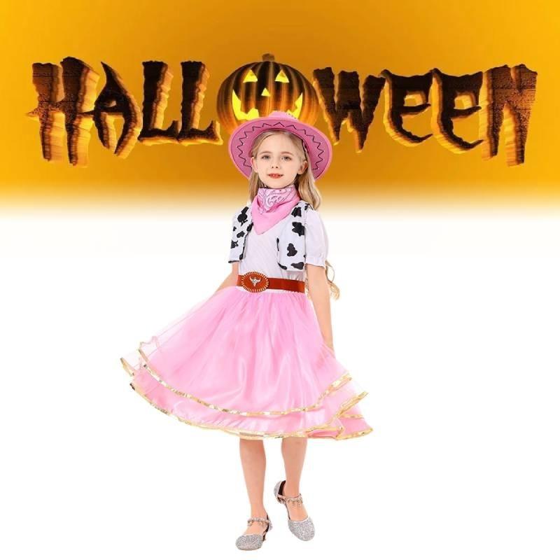 Girl Halloween Princess Denim Dress Costume Sets Party Show Clothes Cosplay