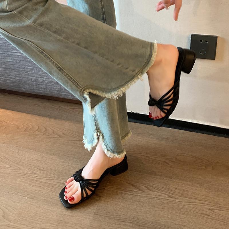 

Римские сандалии Сандалии Тапочки Туфли на толстом каблуке Женские туфли 44 чёрный