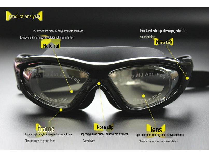 Genuine Large Frame Anti-Fog Electroplated Swimming Goggles for Diving, Waterproof & Comfortable, Unisex