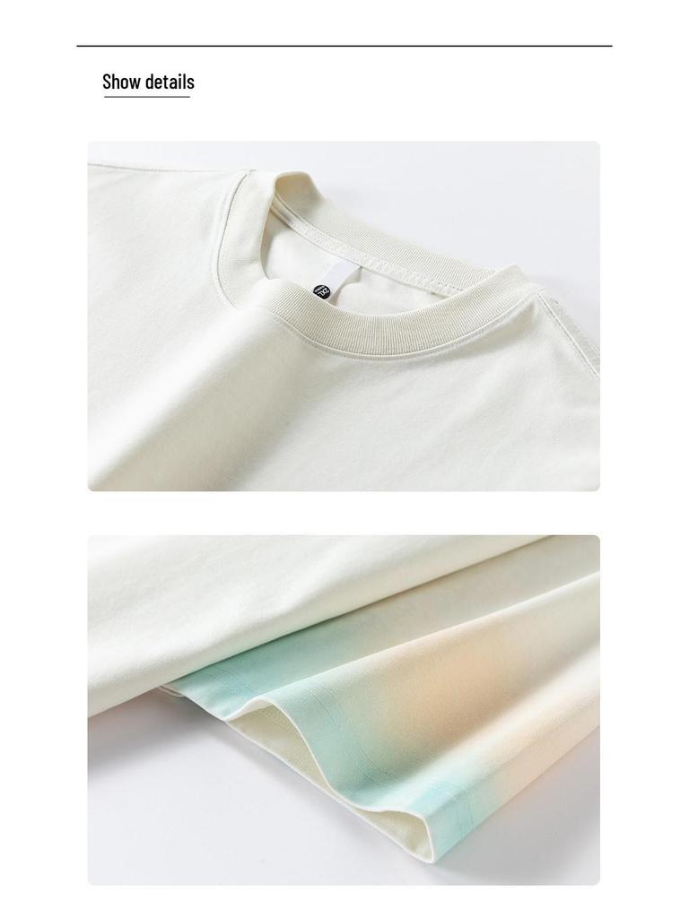 Men's Teen Trend American Heavyweight Short Sleeve Loose Printed T-shirt