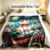 Cat Theme Soft Blanket Personalized Custom Name Text Print Warm Blanket Home Sofa Bedroom Decor