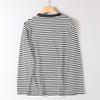 Men's Loose Casual Round-Neck Long-Sleeve T-Shirt Made of 100% Cotton, Washed, Double-Sided, Yarn-Dyed Striped Sailor Shirt, Suitable as a Base Layer