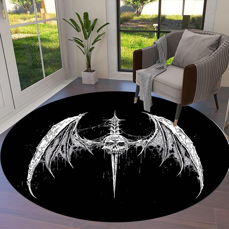 1pc Office Carpet Chair Mats Gothic Winged Skull with Spear Perfect for Decorating Office Chairs, Living Rooms, Or Bedrooms.YDT135