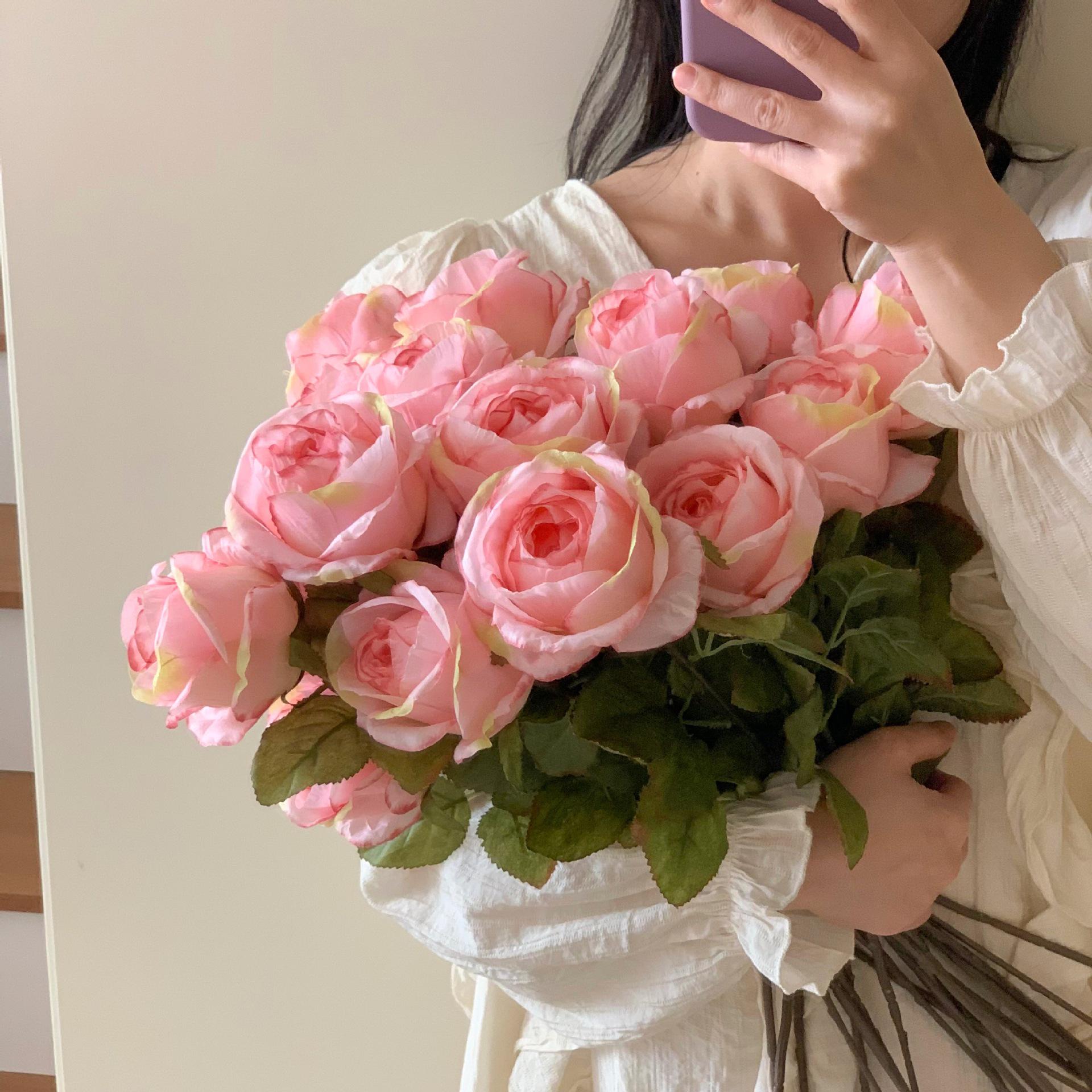 

Liu Yifei Style Pink Rose Fake Flower Bouquet - Table Centerpiece & Photo Prop