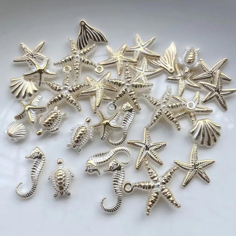 30pcs mixed starfish seahorse tail butterfly bead decoration suitable for jewelry decoration DIY handmade decoration