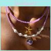 Style Shell Necklace With Layered Geometric Design For Women