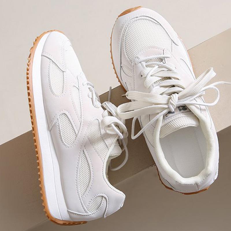 Fashion Gray Lace Up Sneakers for Women Breathable Mesh Sports Shoes Woman Autumn Winter Non Slip Soft Insole Vulcanize Shoes Mujer