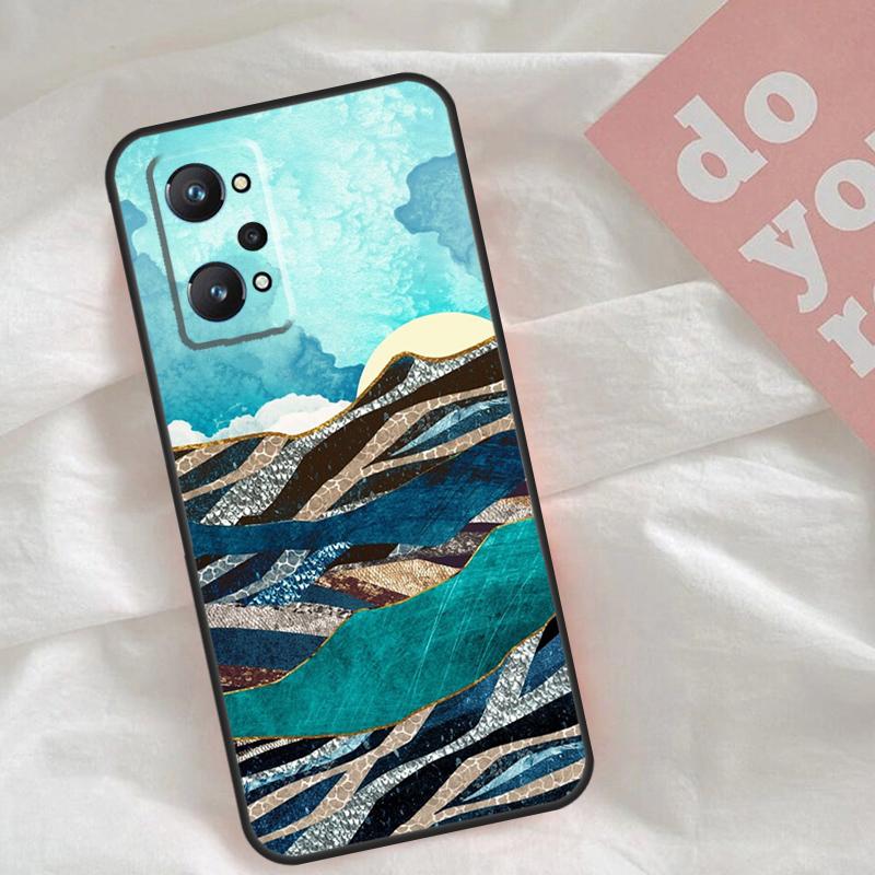 Gold Landscape Painting Case For Realme C51 C75 C63 C61 C55 C53 C35 C65 C67 C71 15 11 12 13 14 Pro Plus GT6 GT7 Pro