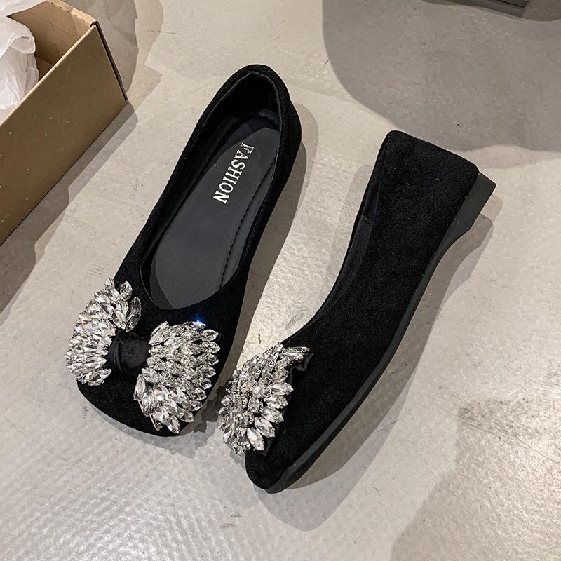 

Модные туфли-лодочки с кристаллами и бантом из замши, женские тапочки, 2025, осенние, новая модная обувь, классические элегантные удобные мягкие туфли, платье, zapatillas mujer 40