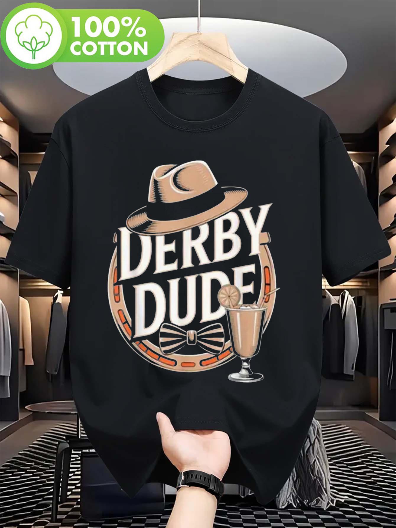Casual Derby Dude Graphic T-shirt - Black with White & Orange Print S