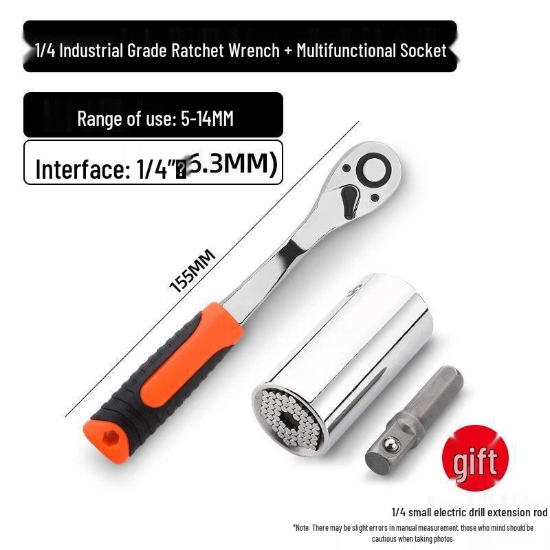 72-Tooth Reversible Quick Ratchet Socket Wrench with Large, Medium, and Small Fly Labor-Saving Thorns.