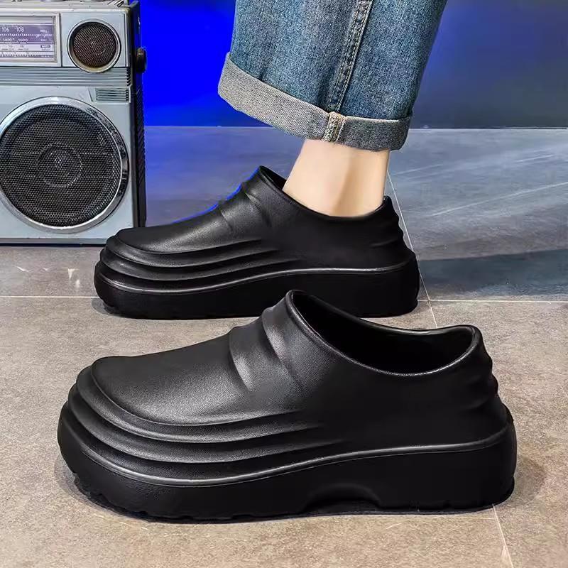 Баотоуские тапочки мужские летние нескользящие, маслостойкие, на толстой подошве, черные, водонепроницаемые, мужская обувь для улицы 36 [suitable for 36-37] чёрный