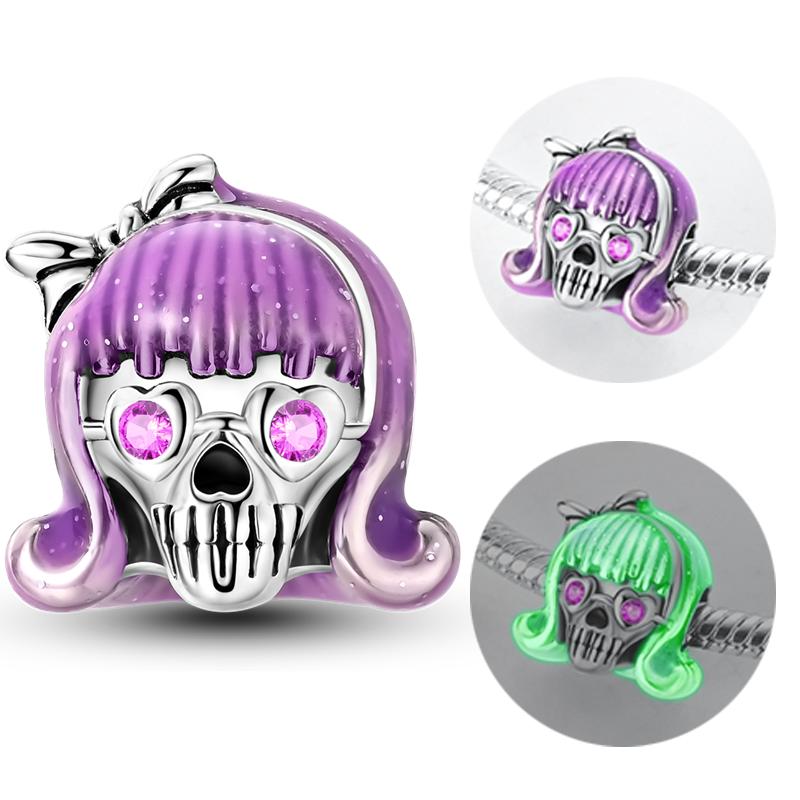 Halloween Copper Charms Beads Pumpkin Skeleton Witch Skull Bat Pendants Fit Bracelet Diy Women Jewelry Gift