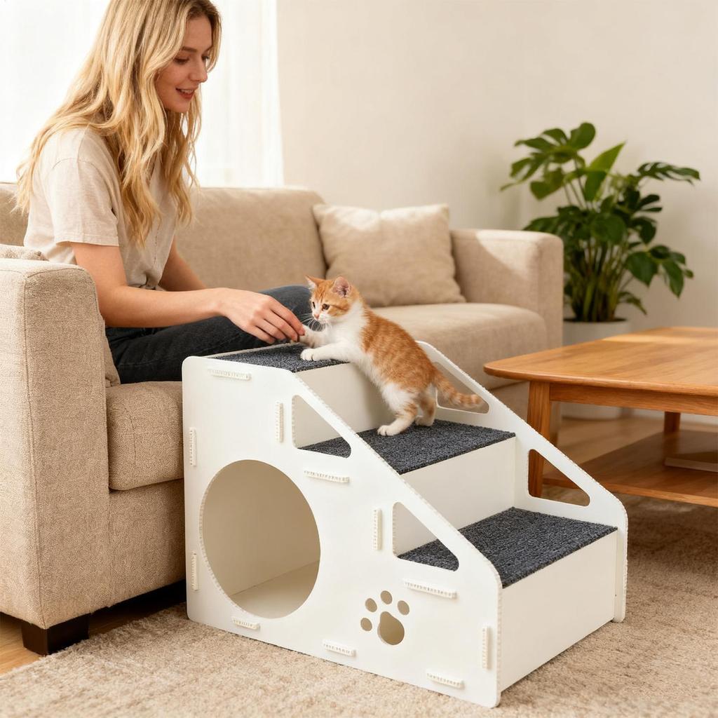 Dog Steps Anti-Slip Pet Cats Stairs 4-Step High Couch House Ramp For High Bed Couch Play Area Small Medium Large Cats Dogs