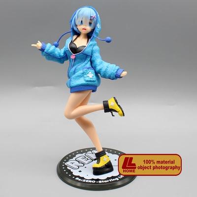 Anime Re Life In a Different World Rem Modré oblečení s kapucí PVC figurka Hračka Dárek