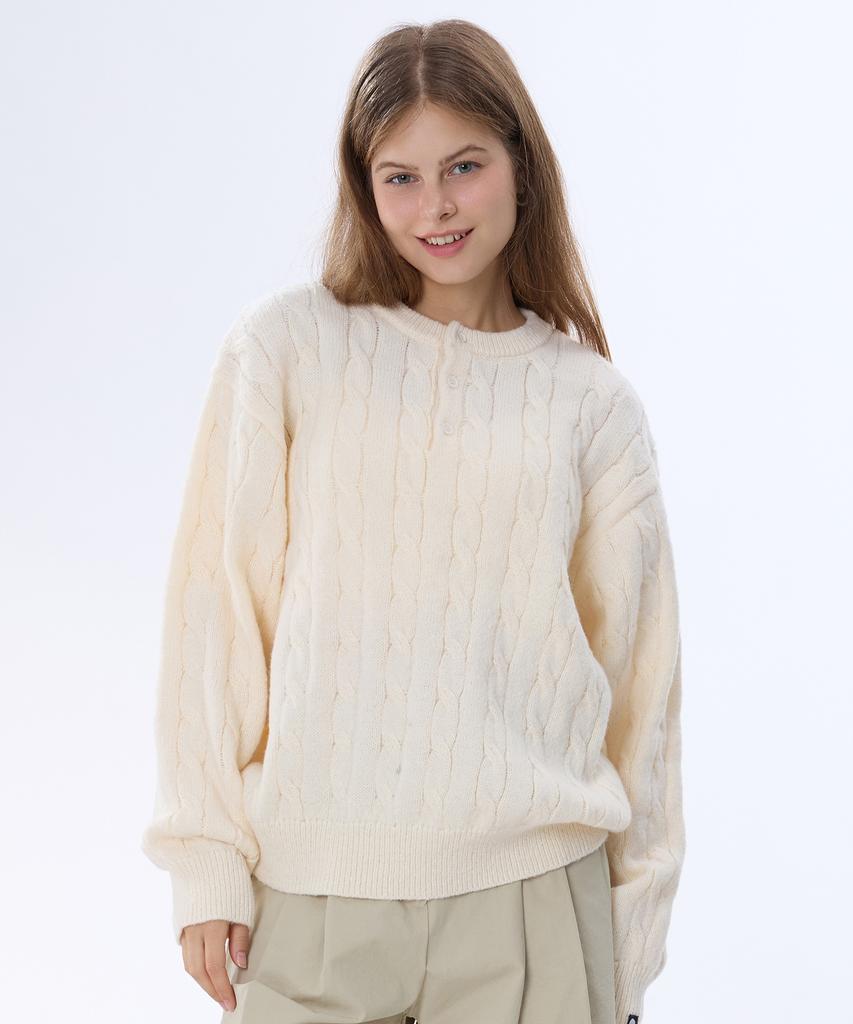 GHOST REPUBLIC Cable Henley Neck Knit 4 Colors Gkm-161