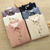 Women's Warm Autumn/Winter Velvet Shirt with Artistic Rabbit & Radish Embroidery
