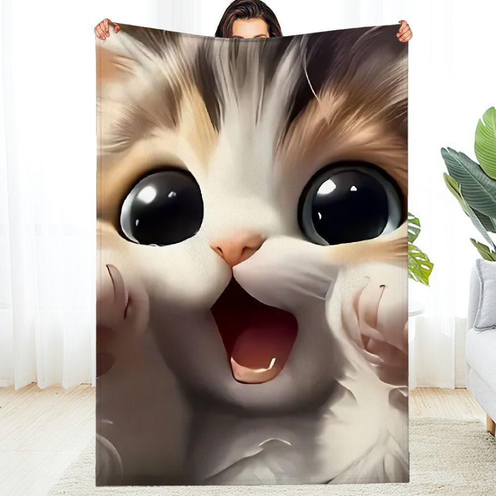 

Cozy Cat-Themed Flannel Throw Blanket suitable for both home travel use can be applied indoors for decorating the living room 75x90cm