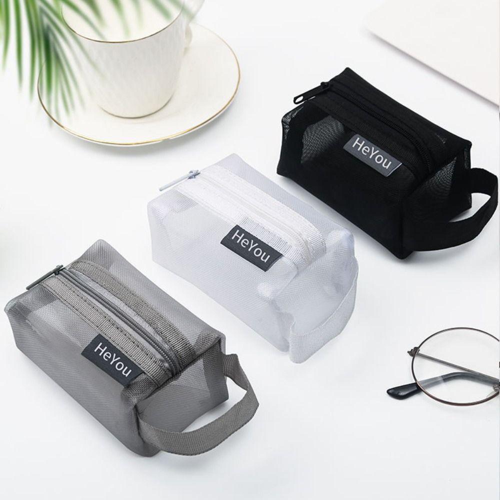 Nylon Small Coin Purse Transparent Transparent Cosmetic Bag Portable Mesh Storage Bag  Girl