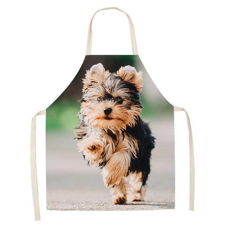 Bakery Cooking Kitchen Apron Cute Dog Pattern Printed Apron Women's Sleeveless Linen Apron Men's and Women's Children's Bibs