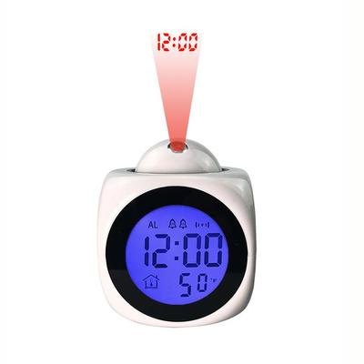 Creative LCD Projection Desk Clock English Voice Timekeeping Multi-function Alarm Clock with Temperature Display