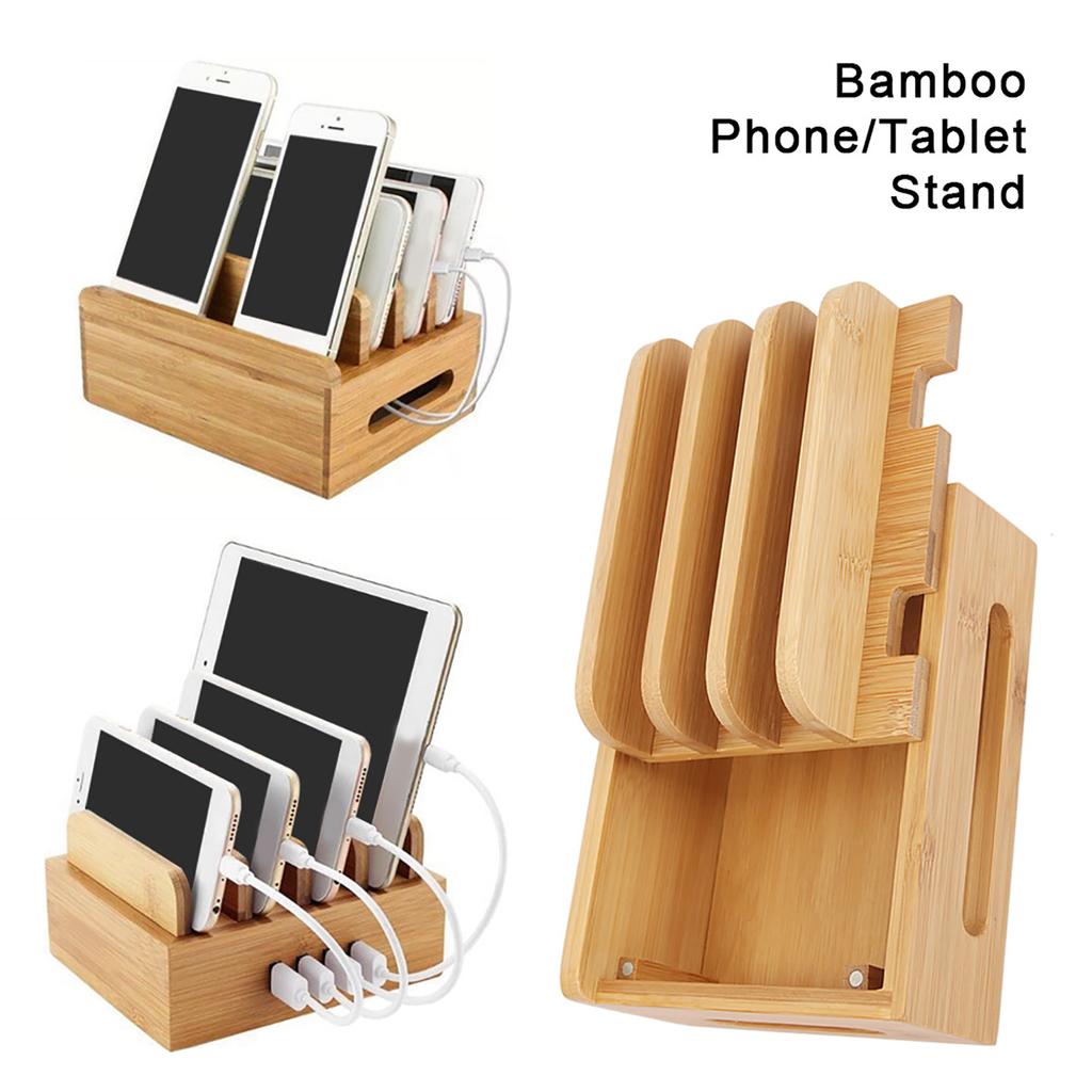 Multi Device Stand, Decoration Bamboo Multi Device Holder for Home Tablet   Smartphone