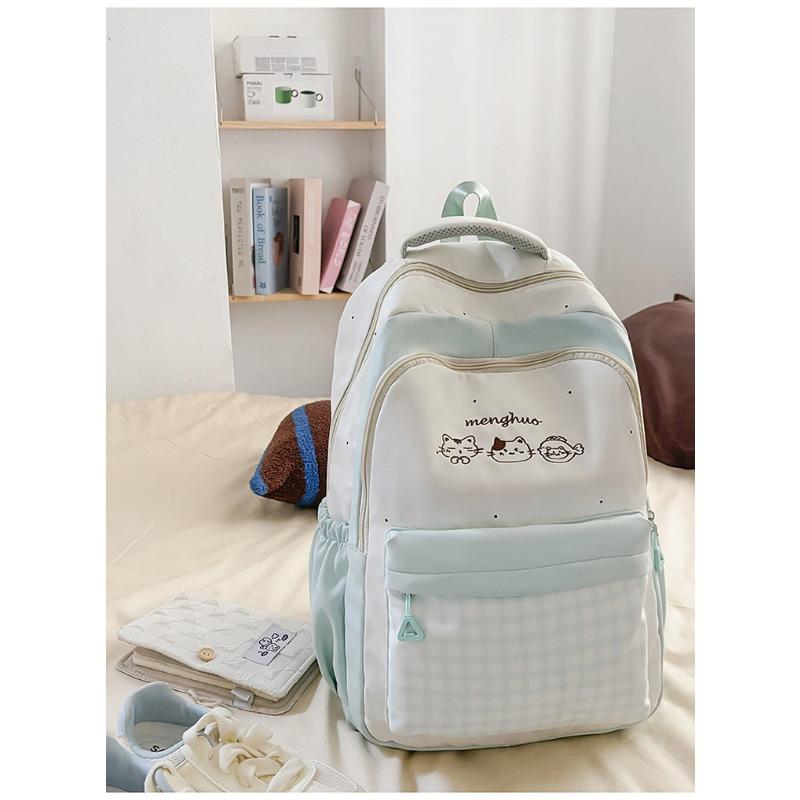 Light and Large-capacity Backpack, New High-value, Fresh and Sweet Plaid Schoolbag for Junior High School Students