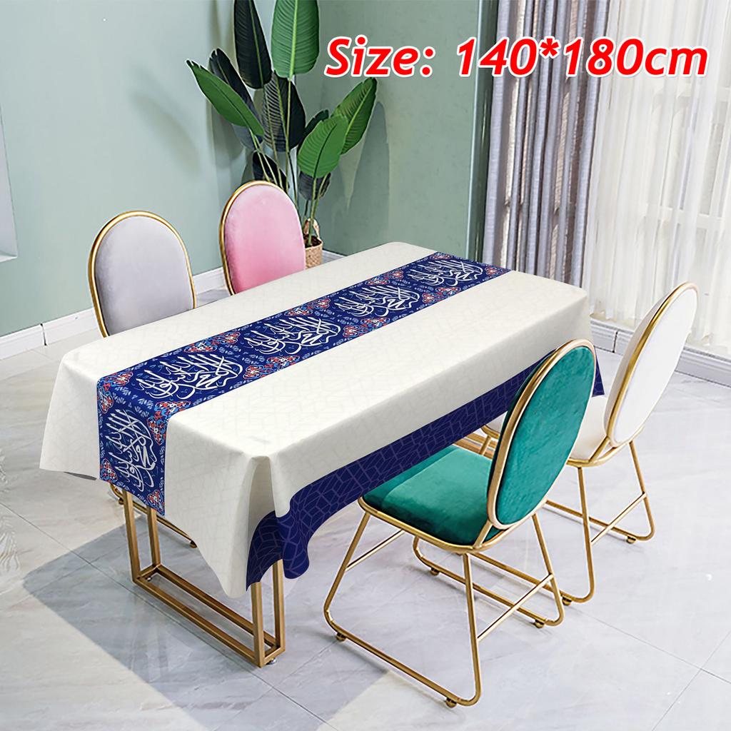 140*180CM Eid Mubarak Ramadan Muslim Dining Table Cloth Cover Waterproof Home 140*180CM Eid Mubarak Ramadan Muslim Dining Table Cloth Cover Waterproof Home