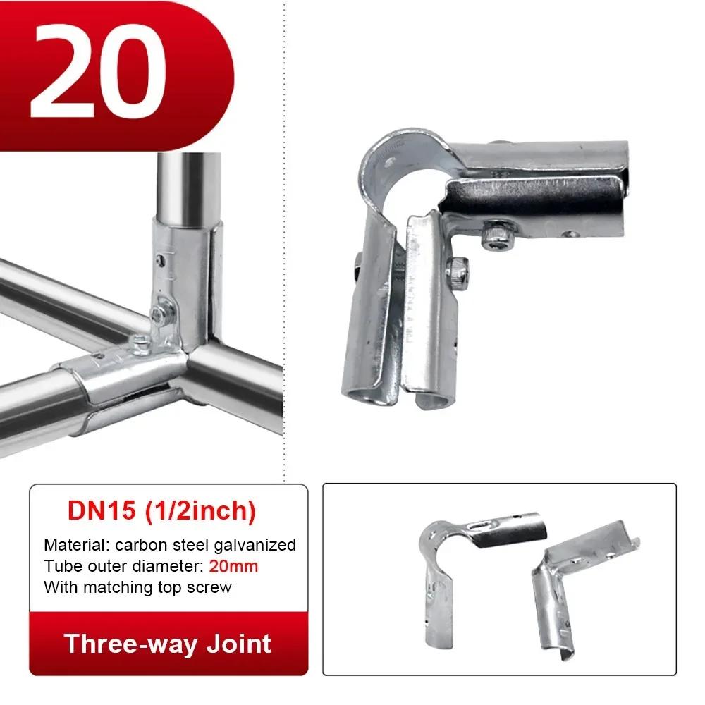 1Pcs Durable Carbon Steel Galvanized Pipe Joint Round 20/25/32mm Dia Rod Support Rack Tube Connector Furniture Hardware