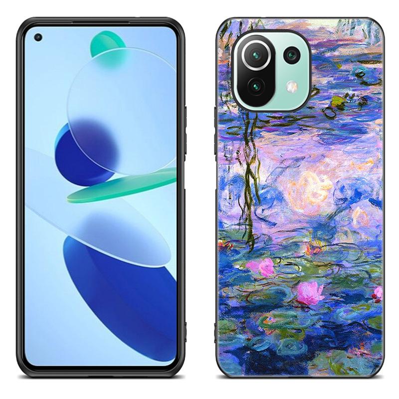 Etui na telefon Claude Monet dla Xiaomi Mi 11 Lite NE 11i 10T 11T Pro A2 A3 Lite POCO F3 M3 M4 C31 X3 Pro NFC GT Czarne etui
