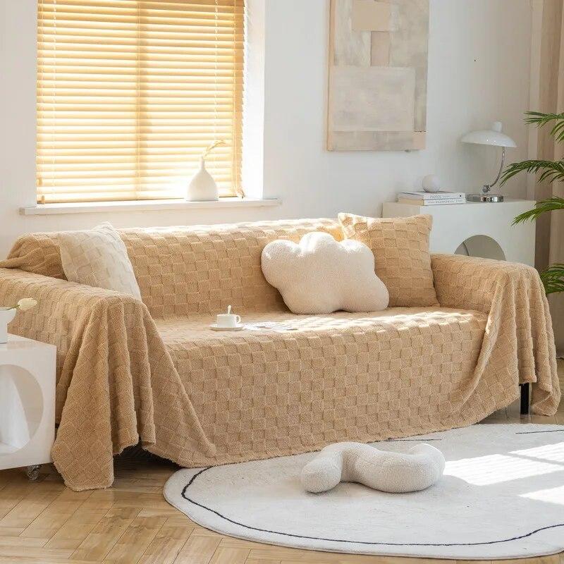Culoare Solidă Jacquard Catifea Secțională Husă de Sofa Iarnă Super Moale Pluș Husă de Sofa Gros Non-alunecare Huse de Canapea pentru Camera de Zi