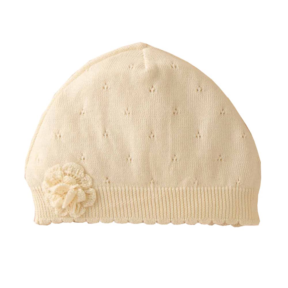 

Amorosa mamma in Organic Cotton Baby Knit for Baby Boys and Girls [Made Japan] Hat/Cap (Flower)